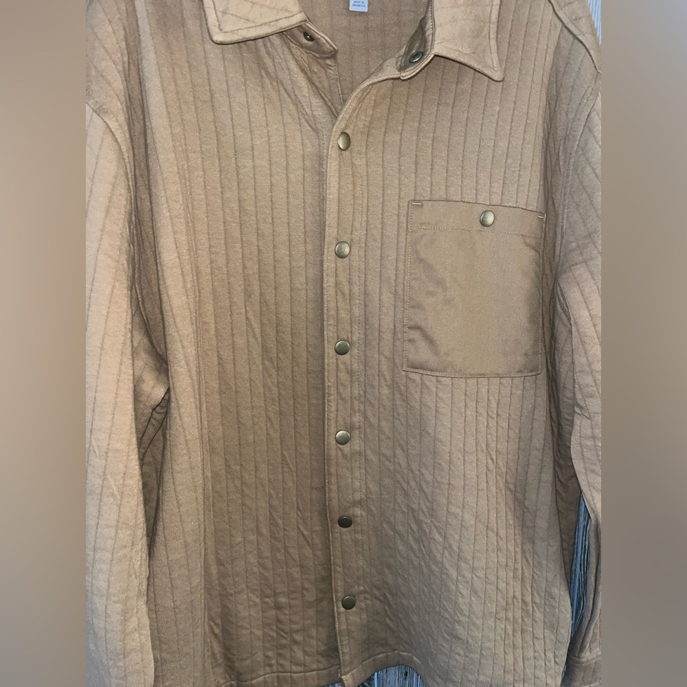 Goodfellow & Co size XL men’s brown quilted snap button up shirt jacket - Picture 2 of 6